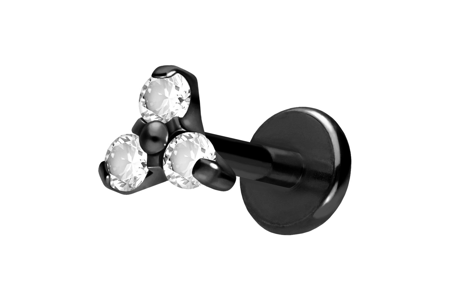 Titan Labret Piercing mit Push Fit KRISTALLBLUME